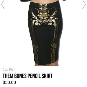 Iron Fist Them Bones Pencil Skirt in Small